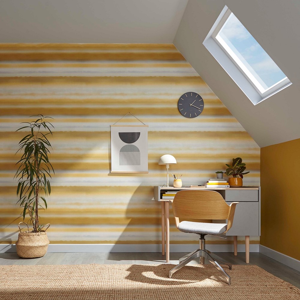 Horizon Wallpaper 112209 by Graham & Brown in Mustard Yellow